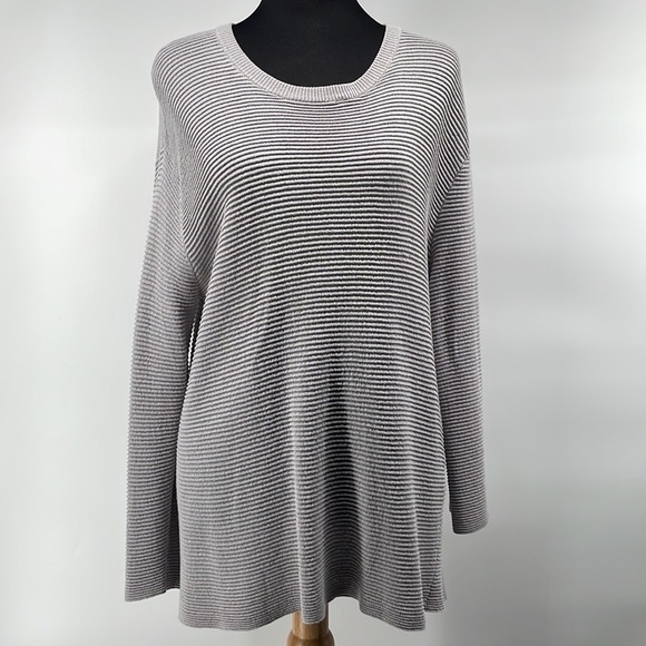 SAMSOE samsoe grey light weight sweater polyamide viscose minimalist sz m - Picture 7 of 13